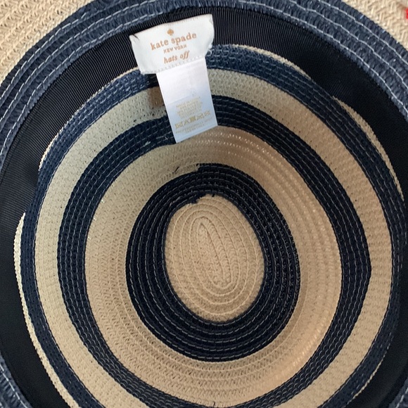 Kate Spade New York Navy Blue Striped Raffia Sun Hat